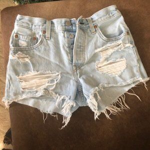 Levis light wash 501 cut off shorts